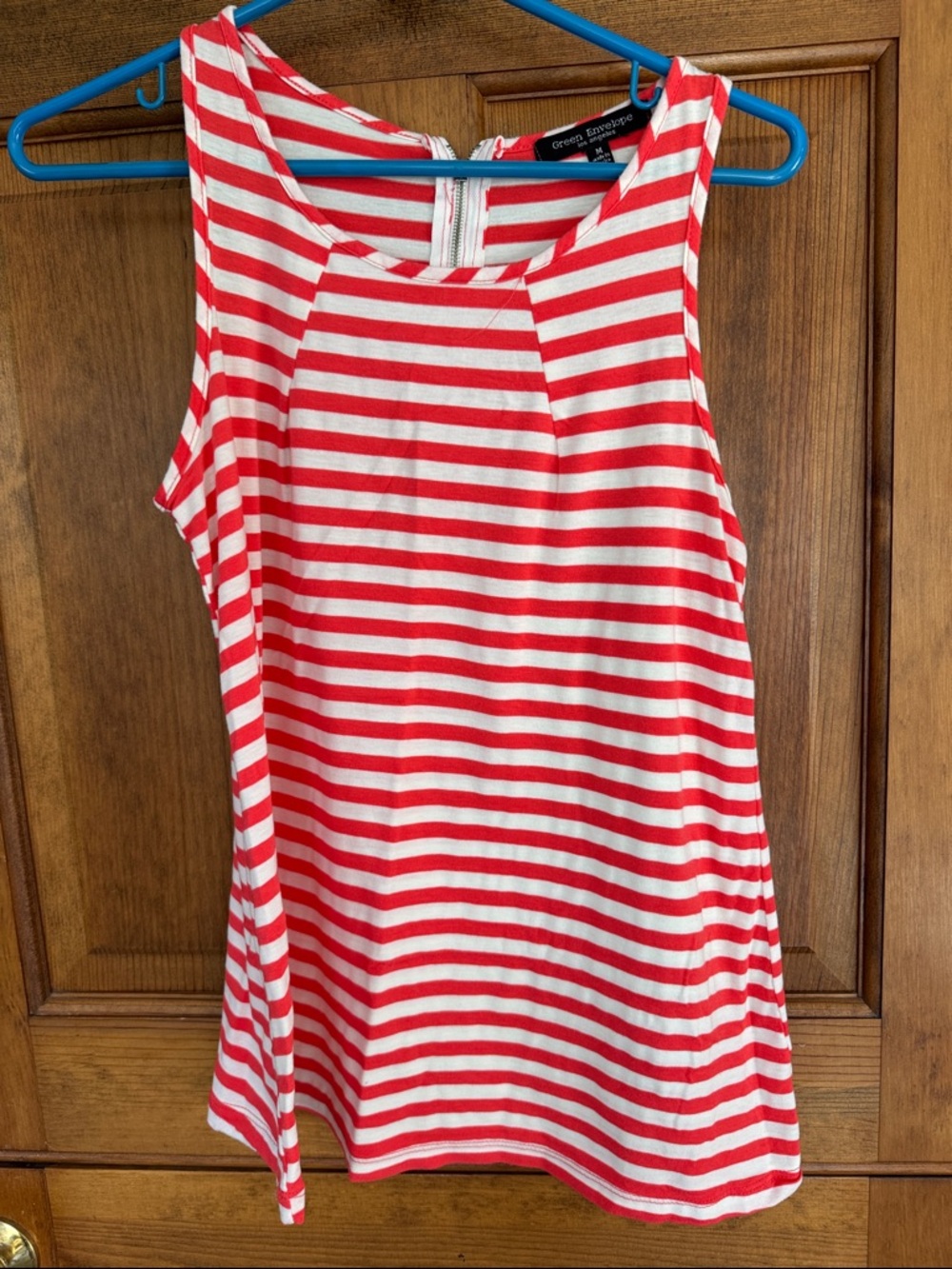 Green Envelope Red & White Striped Tank
